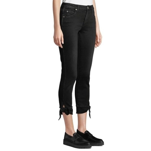 AMO Tie Ankle Jean Black Slim Fit Mid Rise Sz 30 - Picture 1 of 14